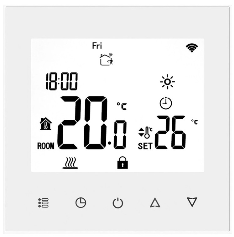 Chytrý prostorový termostat Elektrobock PT740W-NP WiFi pro řízení vytápění, bílý