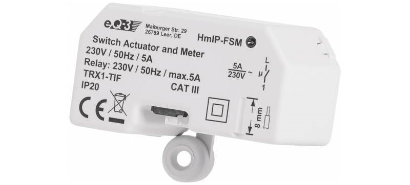 Spínač Homematic IP spínací akční člen s měřením - 5A, skrytá montáž Spínač Homematic IP spínací akční člen s měřením - 5A, skrytá montáž