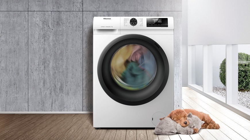 Předem plněná pračka Hisense WFQE7014EVM, bílá, invertorový motor PowerDrive