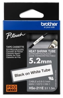 Papírový štítek Brother HSE-211E černá na bílé, 5,2 mm Papírový štítek Brother HSE-211E černá na bílé, 5,2 mm