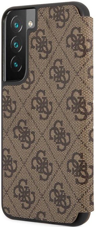 Pouzdro na mobil flipové Guess 4G Book na Samsung Galaxy S22+ hnědé