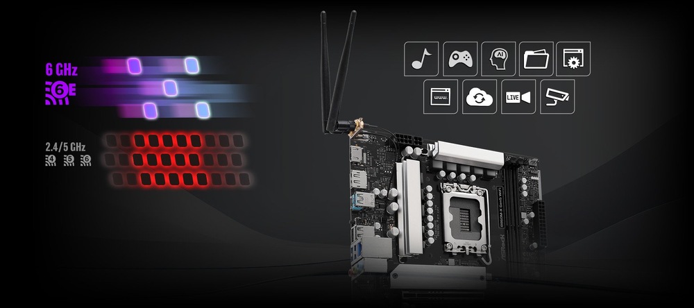 Základní deska ASRock B860M-X Gen5 WiFi černá Technologie Wi-Fi 6E usnadní připojení k síti i bez kabelů