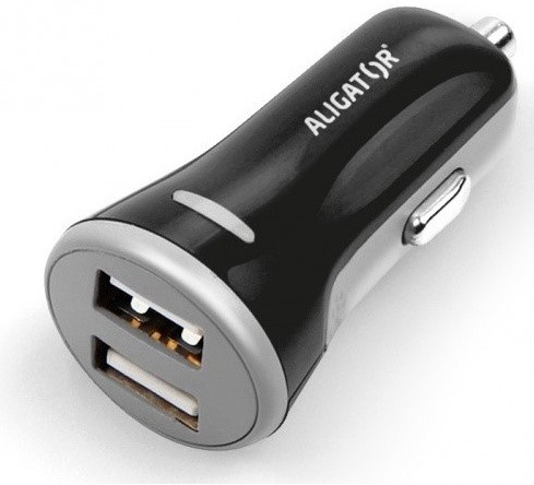 Adaptér do auta Aligator 2xUSB, smart IC, 3,4A černý