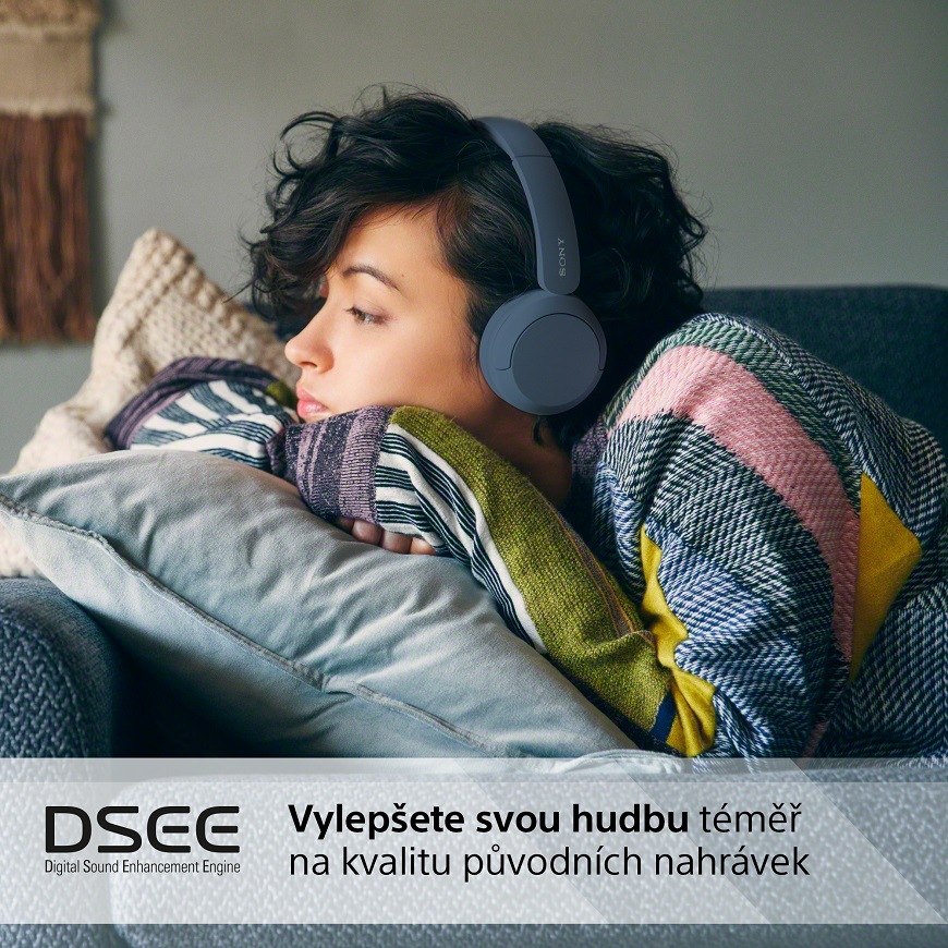 Sluchátka Sony WH-CH520 modrá Sony WH-CH520, modrá, technologie DSEE