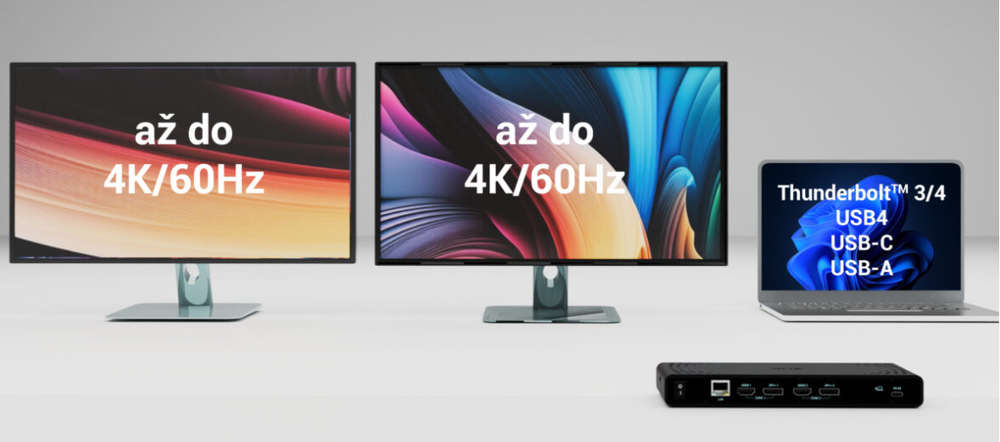 Dokovací stanice i-tec Universal Dual 4K Display, Power Delivery 85W + USB-C 100W černá