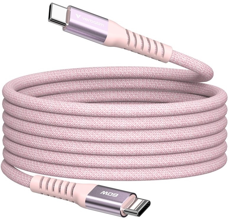 Kabel Verbatim Sync & Charge USB-C/USB-C 60W 1,2m - růžový