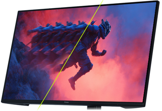 Herní monitor IIYAMA G-Master GB2471HS-B1 černý Vlevo trhaný obraz při frekvenci 120 Hz, vpravo plynulý obraz na monitoru IIYAMA G-Master GB2471HS-B1 s 240Hz obnovovací frekvencí
