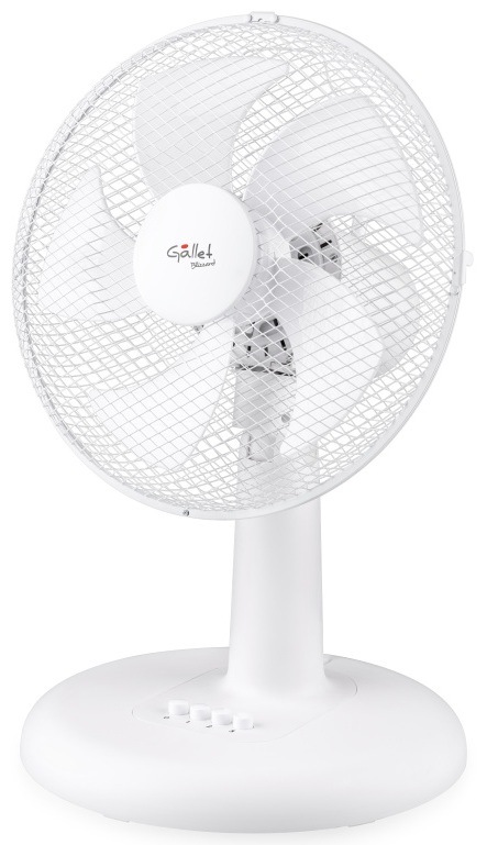 Bílý stolní ventilátor Gallet VEN35 Blizzard se 3 rychlostmi foukání a funkcí oscilace