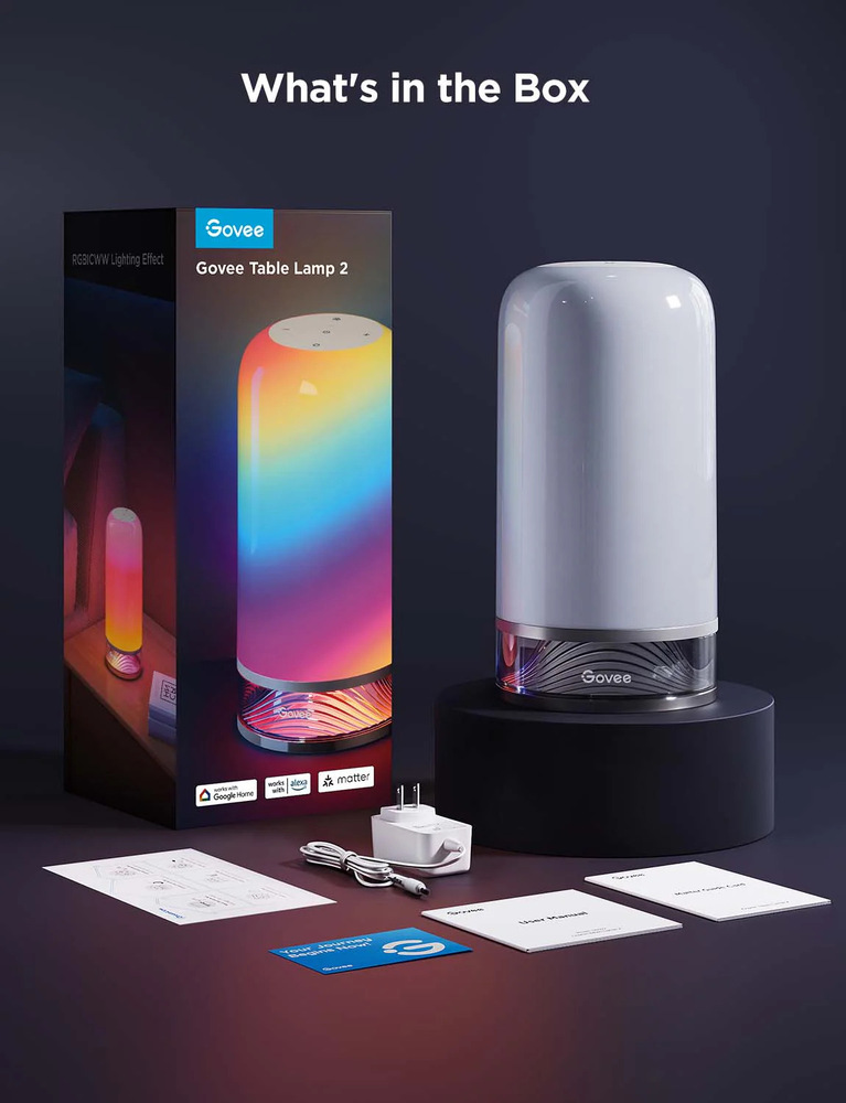 Stolní LED lampička Govee 2 RGBW, Matter bílá