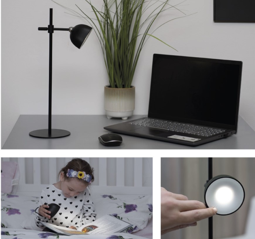 Stolní LED lampička EMOS SOPHIE, 200 lm, stmívání, 2,5 W, neutrální bílá černá Stolní LED lampička EMOS SOPHIE, 200 lm, stmívání, 2,5 W, neutrální bílá - černá