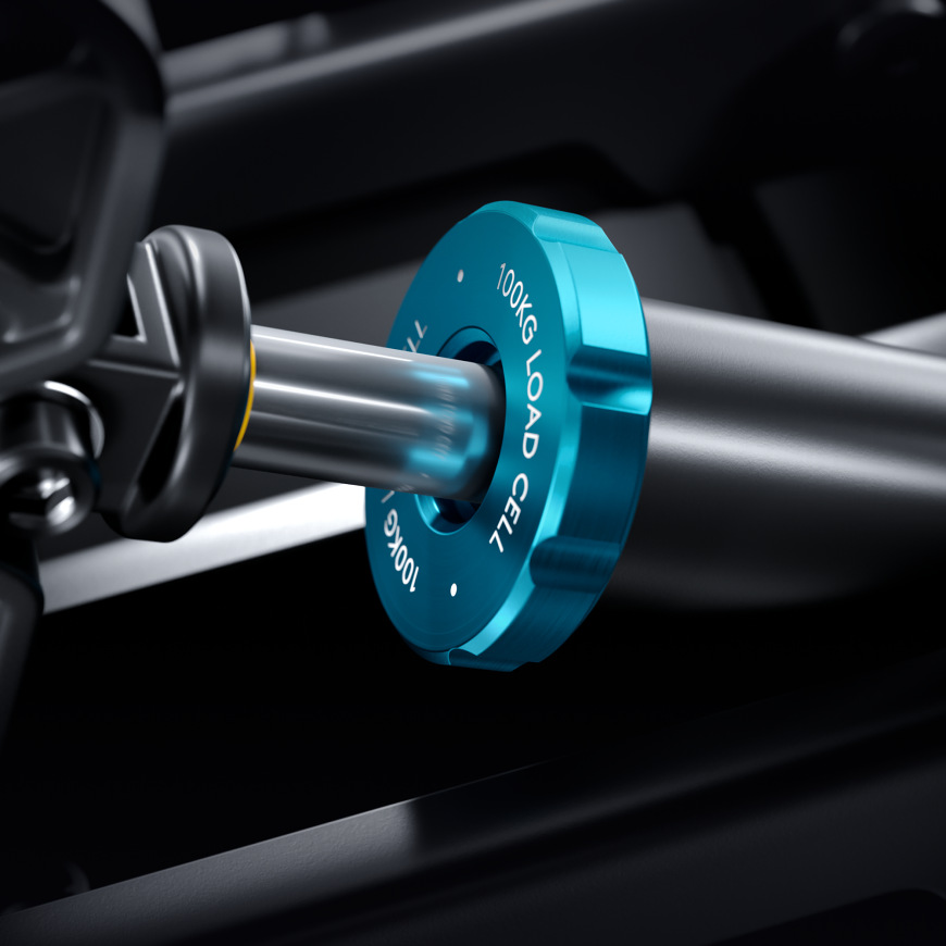 Detail nastavitelného siloměru brzdy u pedálů Logitech G PRO Racing Pedals