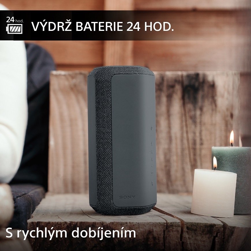 Přenosný reproduktor Sony SRS-XE300 černý Přenosný reproduktor SONY SRS-XE300 - 24hodinová baterie a snímání okolního hluku