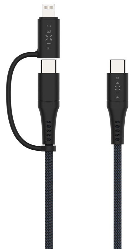 Kabel FIXED USB-C/USB-C a Lightning, PD, 60W, MFi, 2m šedý