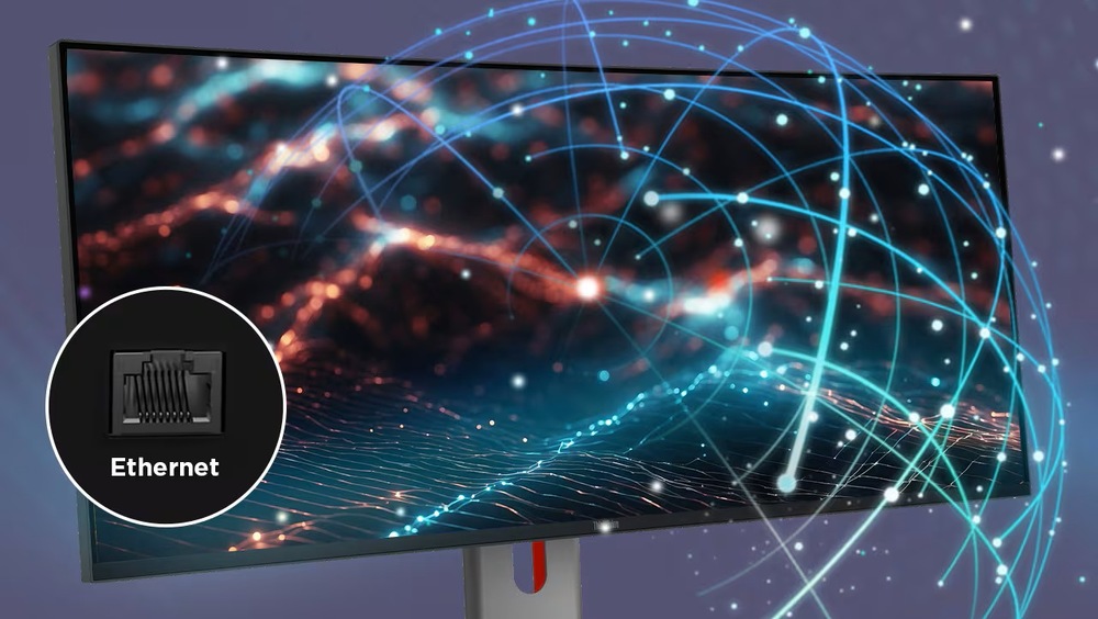 Ethernet monitoru Lenovo ThinkVision P34WD-40 zajišťuje stabilní připojení k síti