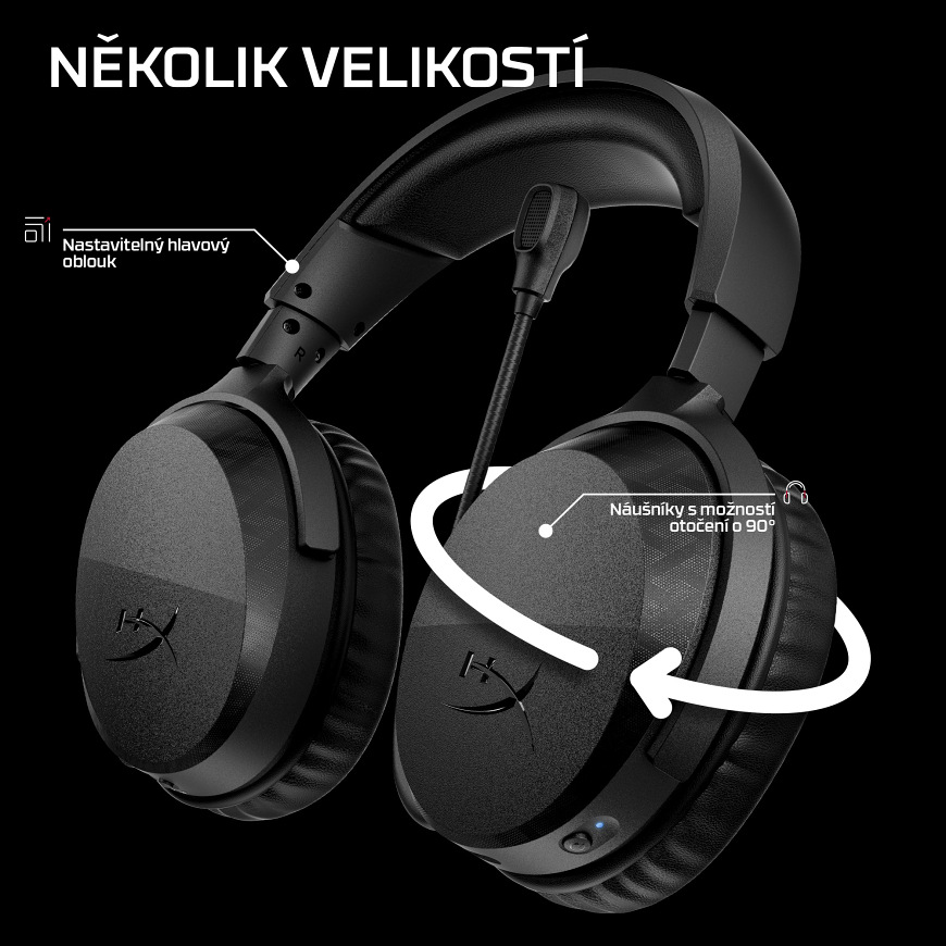 Headset HyperX Cloud Stinger 3 Wired černý Nastavitelný hlavový most a otočné náušníky headsetu HyperX Cloud Stinger 3 Wired pro přesné usazení