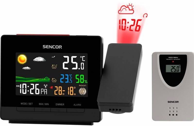 Meteorologická stanice Sencor SWS 5400, s projekcí černá