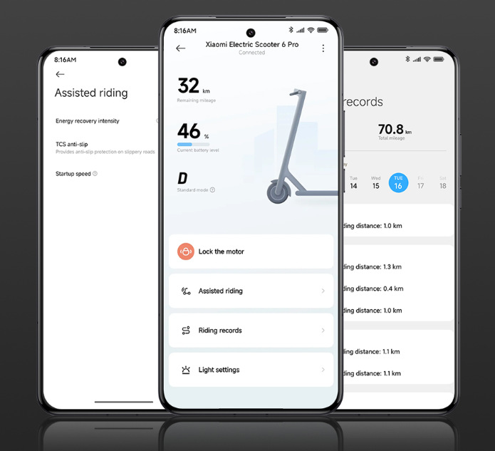 Elektrická koloběžka Xiaomi Scooter 6 Pro černá/šedá Xiaomi Electric Scooter 6 Pro umožňuje ovládání i pomocí aplikace Xiaomi Home