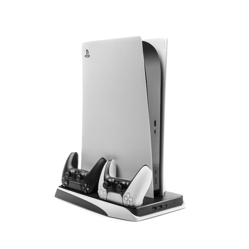 Dokovací stanice FIXED pro PlayStation 5 s chlazením a nabíjením pro dva ovladače DualSense černá/bílá FIXED Multifunkční dokovací sanice pro PS5