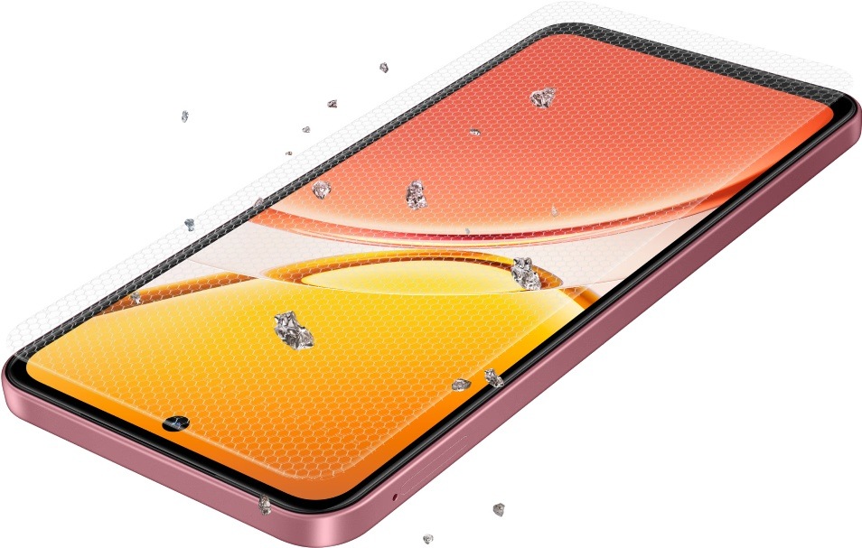 Mobilní telefon vivo Y21d 4 GB / 128 GB fialový Detail obrazovku s ochranným sklem Guardian Glass