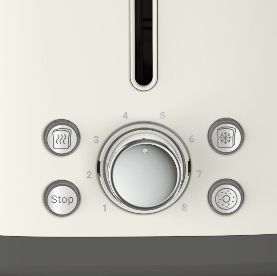 Topinkovač Tefal Retro Collection TT720AE0 krémový Ovládací tlačítka topinkovače Tefal TT720AE0 Retro Collection