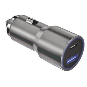 Adaptér do auta WG USB, USB-C, 38W + Lightnig kabel 1m (11424) stříbrný