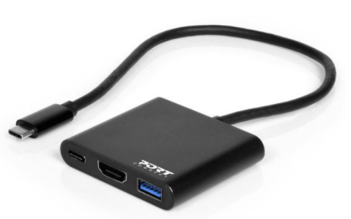 USB Hub PORT CONNECT USB-C/HDMI, USB 3.0, USB-C 60W černý