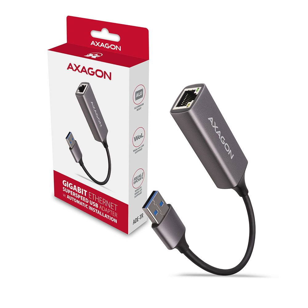 Síťová karta Axagon USB-A 3.2 Gen 1 - Gigabit Ethernet šedá Síťová karta Axagon USB-A 3.2 Gen 1 - Gigabit Ethernet šedá