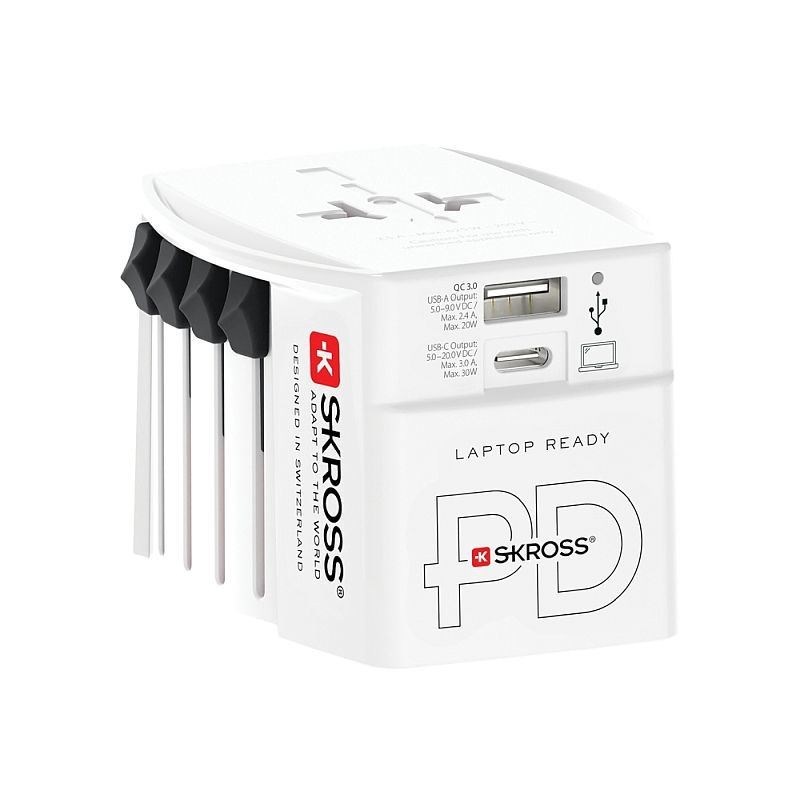 Cestovní adaptér SKROSS MUV USB AC30PD bílý
