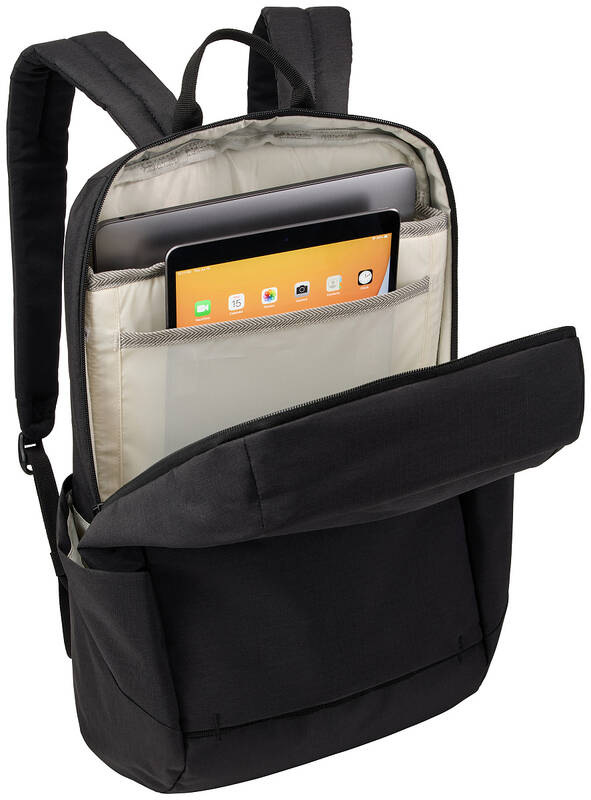 Batoh na notebook THULE Lithos 20 l černý Detail přední kapsy batohu Batoh na notebook THULE Lithos 20 l - černý
