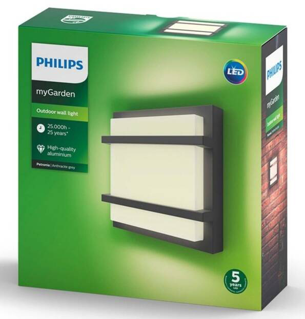 Nástěnné svítidlo Philips Petronia, LED, teplá bílá - antracitové Nástěnné svítidlo Philips Petronia, LED, teplá bílá - antracitové