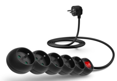 Kabel prodlužovací Connect IT 5x zásuvka, s vypínačem, 2m černý