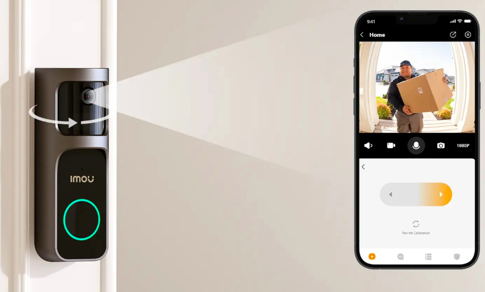 Videozvonek Imou Doorbell 2S Kit černý Otočný objektiv videozvonku Imou Doorbell 2S s náhledem obrazu v aplikaci Imou Life