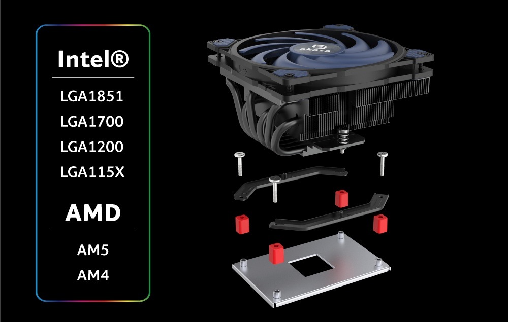 Chladič CPU AKASA Alucia H6LS M2, Low profile, 6 Heatpipes černý Výhodou AKASA Alucia H6LS M2 je i široká kompatibilita a snadná instalace
