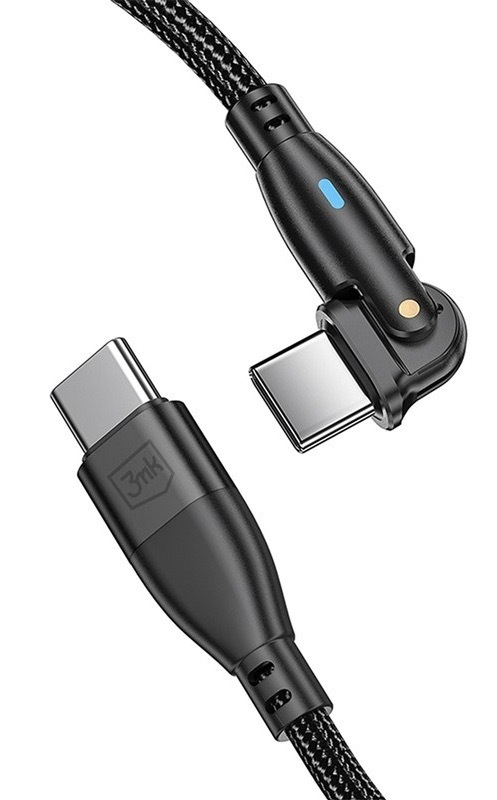 Nabíjecí kabel 3mk s konektory USB-C, černá barva