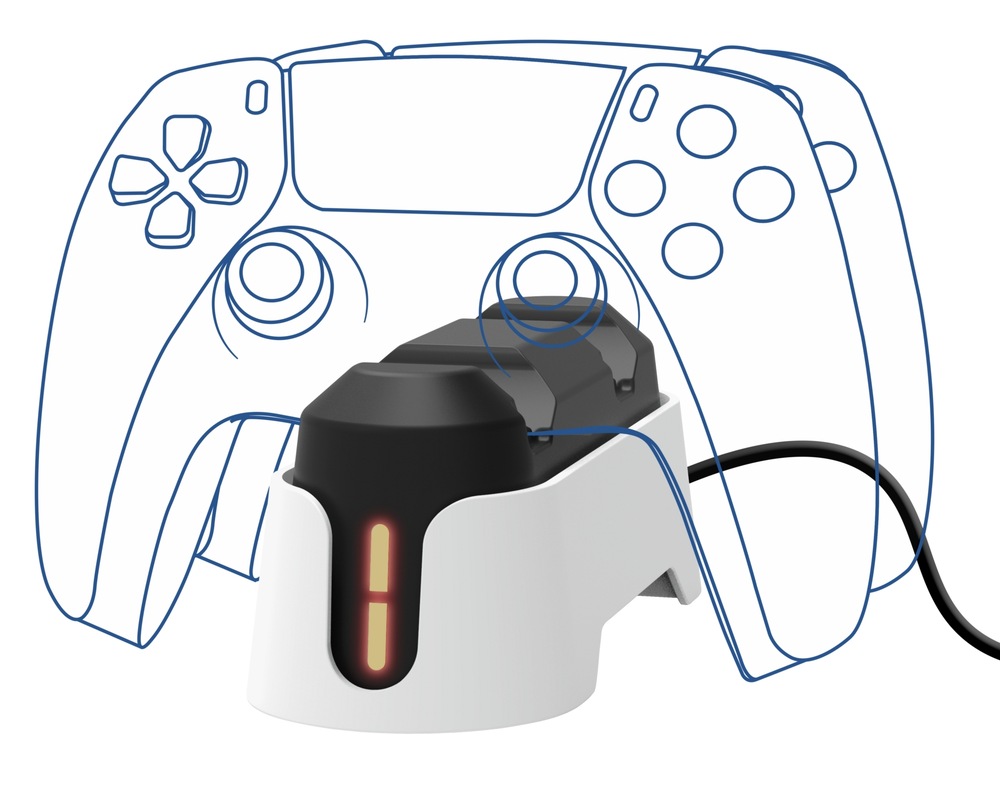 Dokovací stanice Trust GXT 228 pro dva PS5 ovladače bílá Dokovací stanice Trust GXT 228 pro dva PS5 ovladače bílá