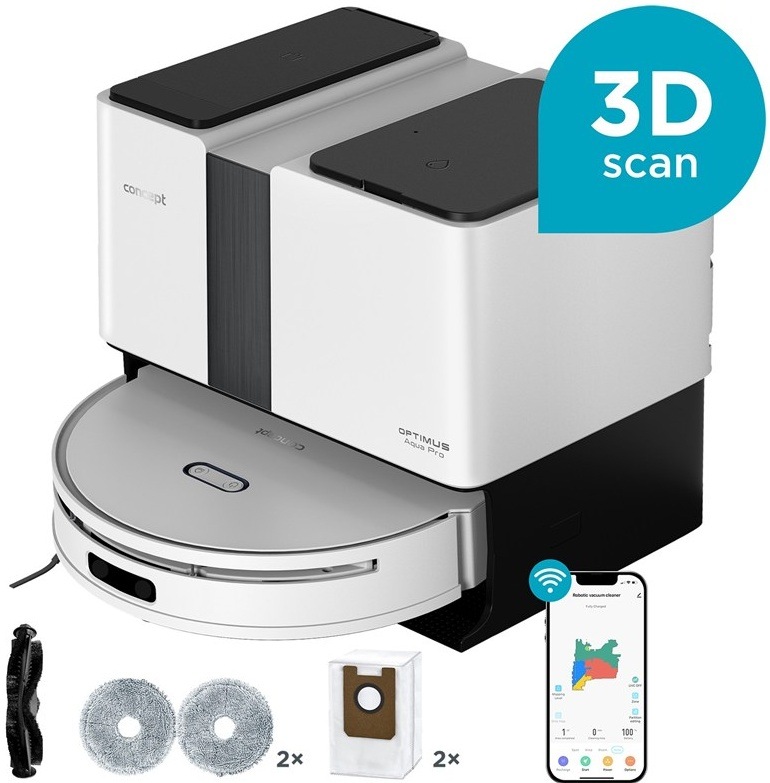 Robotický vysavač Concept VR4050 2v1 OPTIMUS Aqua Pro Laser 3D bílý