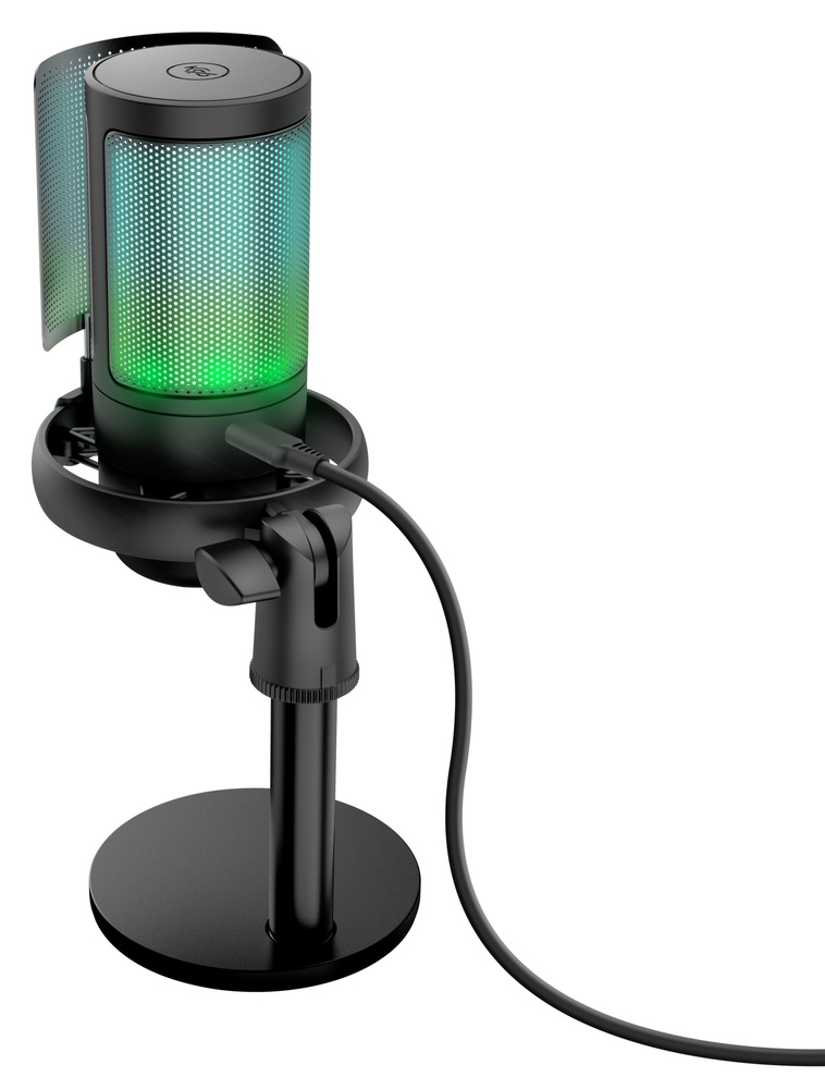 Mikrofon Trust GXT238 Auron, USB-C, RGB černý Zelené podsvícení mikrofonu Trust GXT238 Auron