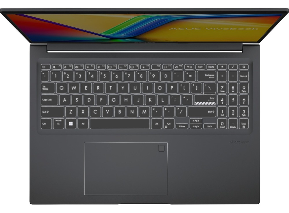 Pohled shora na klávesnici notebooku Asus Vivobook 16