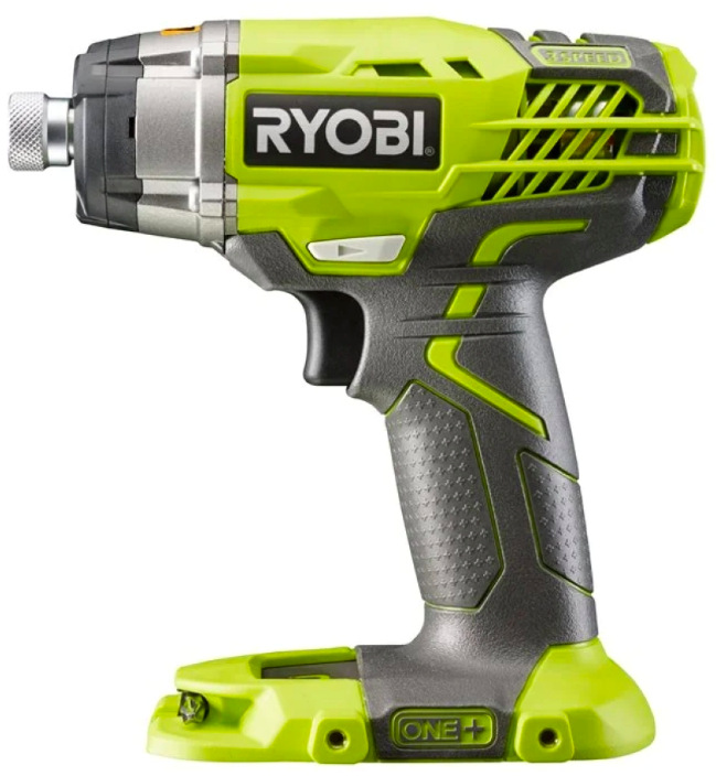 Boční pohled na rázový utahovák Ryobi ONE+ R18ID3-0 s ergonomickou rukojetí