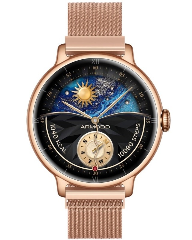Chytré hodinky ARMODD Candywatch 5 GPS s kovovým řemínkem + silikonový řemínek, rose gold barva.