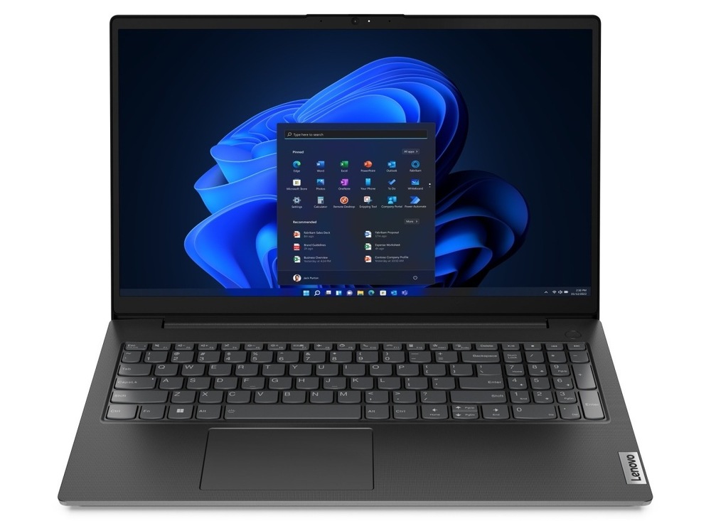 Notebook Lenovo V15 Gen 4 černý Otevřený a zapnutý notebook Lenovo V15 Gen 4