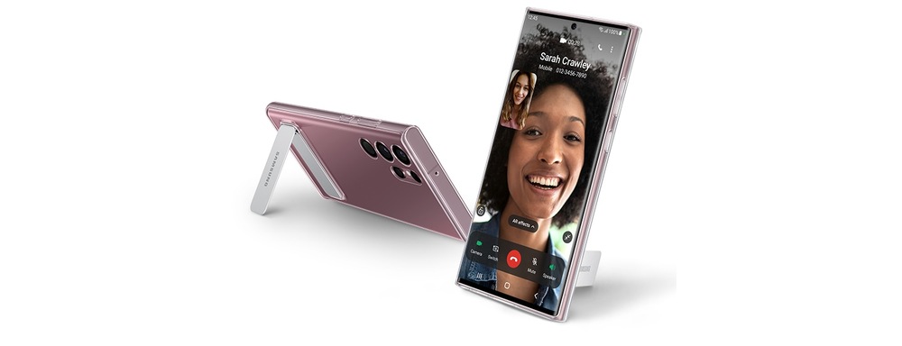Kryt na mobil Samsung Clear Standing na Galaxy S22 Ultra průhledný