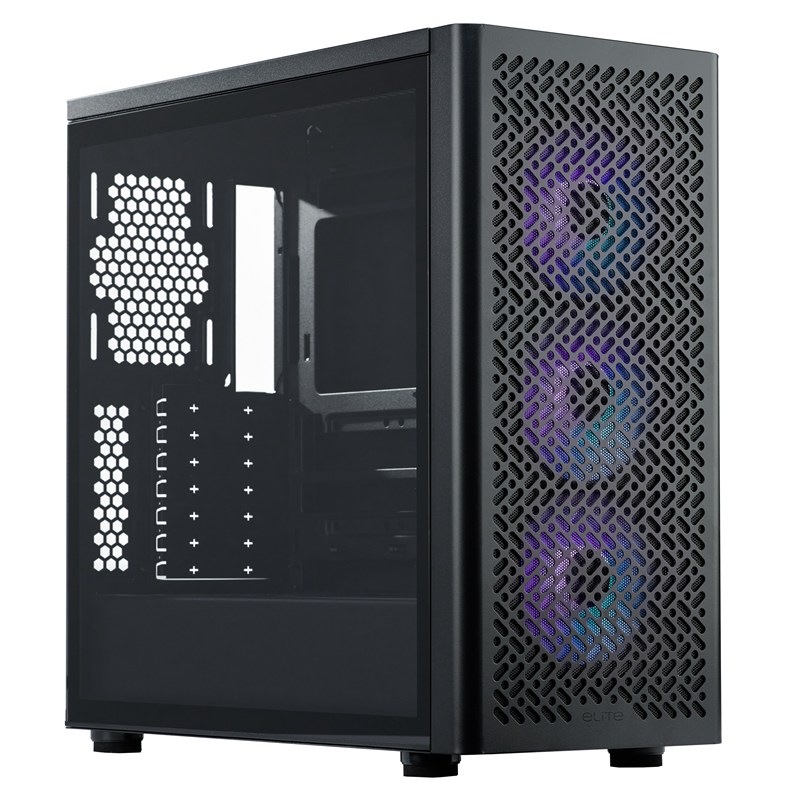 PC skříň Cooler Master Elite 502 ARGB, černá barva.