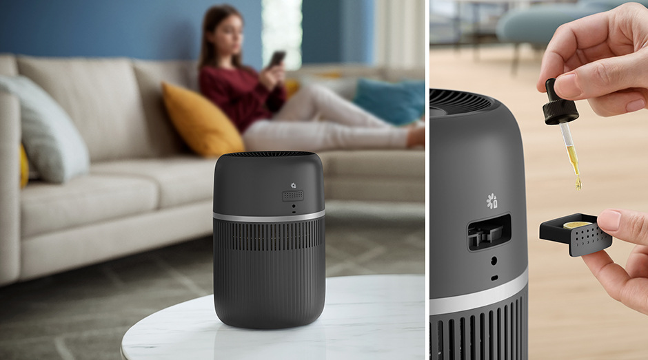 Zvlhčovač vzduchu Philips 4000 Series HU4210/03 šedý Doplňování několika kapek esenciálního oleje do zvlhčovače vzduchu Philips HU4210/03 4000 Series.
