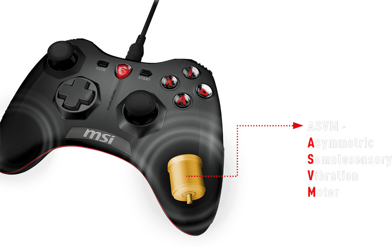 Gamepad MSI Force GC20, drátový, pro PC, PS3, Android černý Gamepad MSI Force GC20, drátový, pro PC, PS3, Android černý