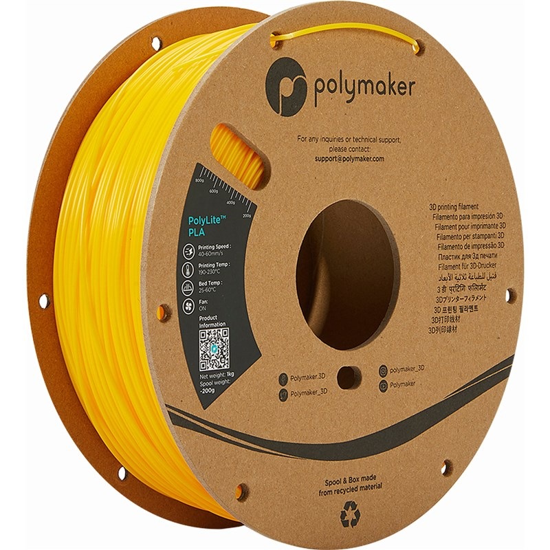 Filament Polymaker PolyLite PLA, 1,75 mm, 1 kg žlutý