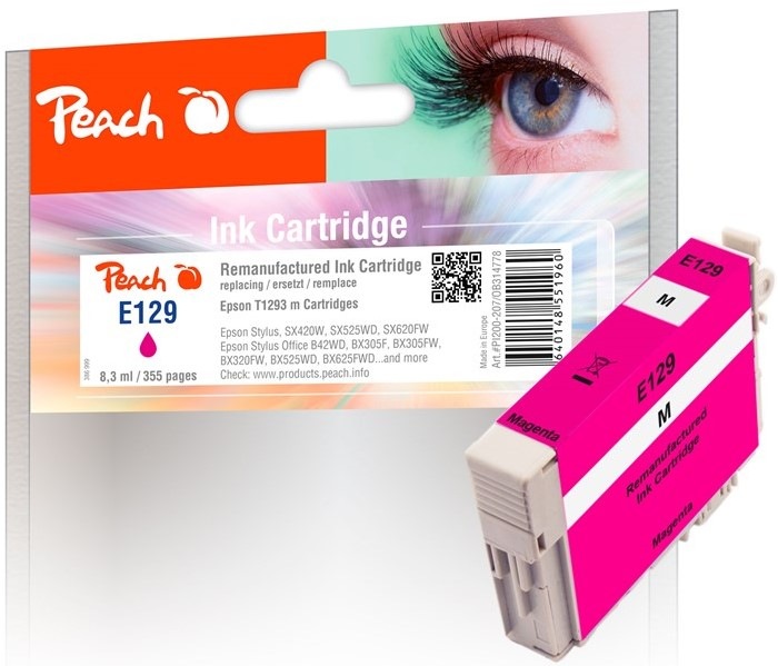 Inkoustová náplň Peach Epson 129, T1293, 355 stran - purpurová