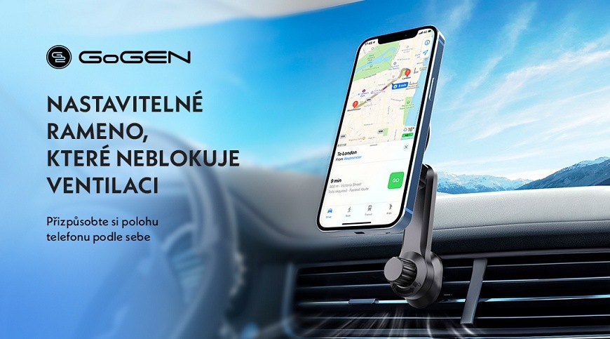 Držák na mobil GoGEN MCH503, s podporou MagSafe černý Držák do auta GoGEN, přídavné rameno