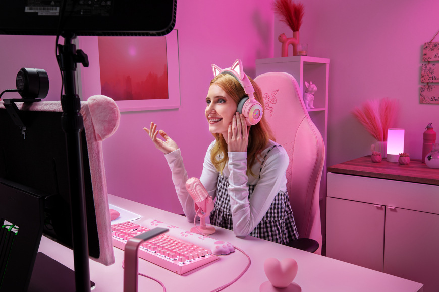 Headset Razer Kraken Kitty V3 Pro růžový