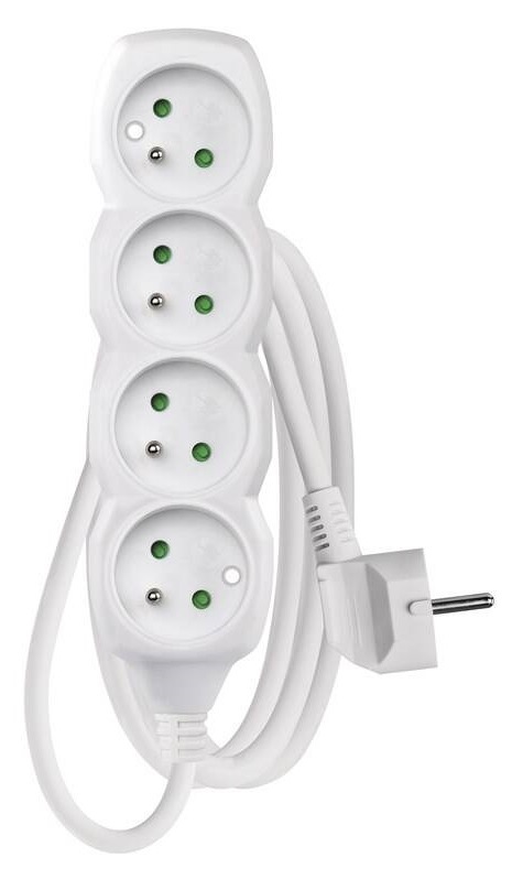 Kabel prodlužovací EMOS 4x zásuvka, 2m bílá
